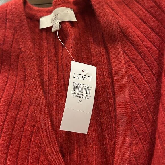 LOFT Ribbed Wrap Sweater Size Medium Toasted Pink New with Tags - Picture 9 of 9